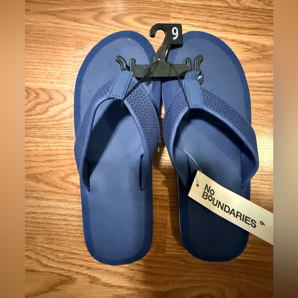 No Boundaries Sz 9 Men’s Navy Thong Sandals Ocean Flip Flops